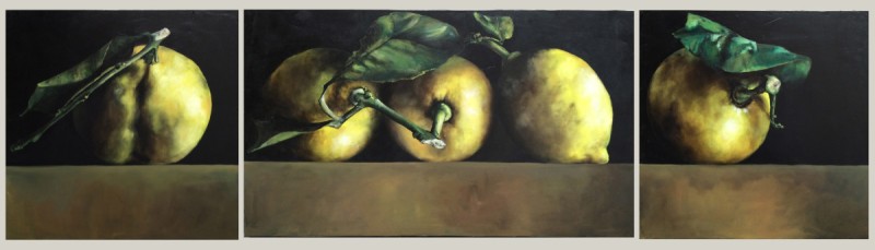 triptych with five lemons